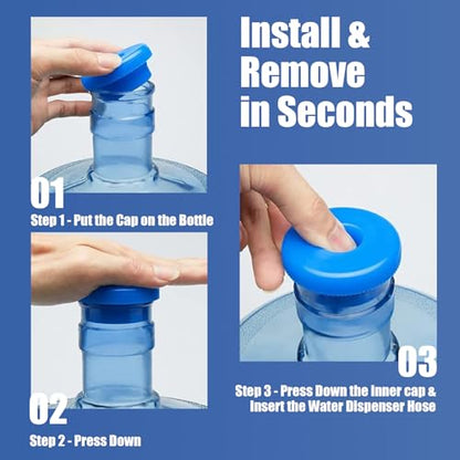 5 Gallon Water Jug Cap Reusable, Non-Spilling 55mm Water Bottle Dispenser Caps, Silicone 5 Gal Jug Replacement Caps Lids Anti Splash (Ocean Blue, 3 Pack) - color: Ocean Blue, size: 3 Pack