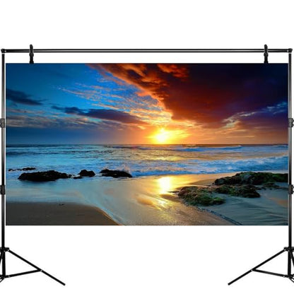 Sunset Beach Aquarium Background Sunrise Ocean Seashore Fish Tank Background Ocean Seascape Terrarium Backgrounds Amazing Sunrise Over Seacoast Sand Ocean Waves Reptile Tank Backgrounds 24x16in - color: Dark Blue, size: 24(W)x16(H)inches/ 60(W)*40cm(H)