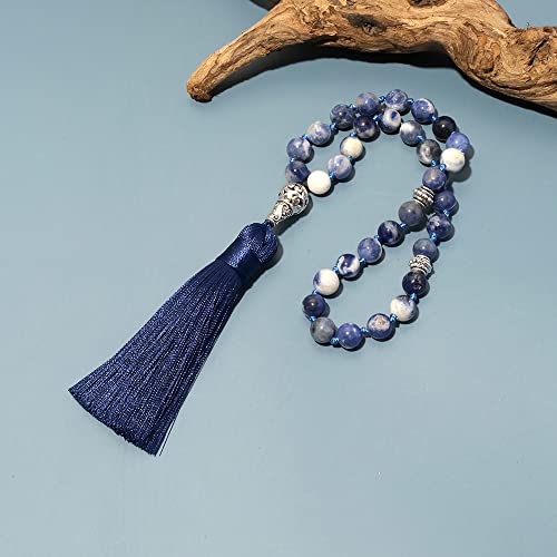 Tasbih Prayer Beads Allah & Muhammad Islamic Prayer Rosary Muslim Islam Misbaha Tasbeeh Sibha 99 Prayer Beads Necklace 33 Prayer Beads Bracelet - color: 8mm Sodalite 33 Beads