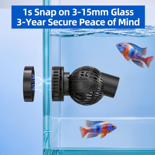 FREESEA Magnetic Wave Maker for Aquarium: 1s Mounts on 15mm Glass Secure | 6W 1050GPH 180°Adjustable Powerful Head Help Eliminate Dead Spots - Improve Water Quality for 40-100 Gallon Fish Tan - size: 1050 GPH (Black)