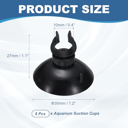 Aquarium Suction Cups, Fish Tank Suction Cups Clips Airline Tube Holders Clamps (Plastic, 8Pcs, Black) for 0.4" Fish Tank Airline Tubing Binding Moss Shrimp Nest, 10x30MM - color: Black, size: 10x30MM