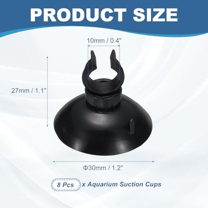 Aquarium Suction Cups, Fish Tank Suction Cups Clips Airline Tube Holders Clamps (Plastic, 8Pcs, Black) for 0.4" Fish Tank Airline Tubing Binding Moss Shrimp Nest, 10x30MM - color: Black, size: 10x30MM