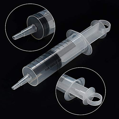 5 Pack 100ml Syringes with Tip Adapters, Large Garden Syringe for Scientific Labs, Nutrient Measuring, Watering, Refilling - size: 100 ml