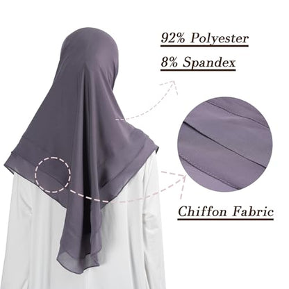 Hijab for Women Muslim Patterned Headscarf Arabian Headscarf Islamic Khimar Prayer Cloth Hijab Scarf for Women - color: Purple