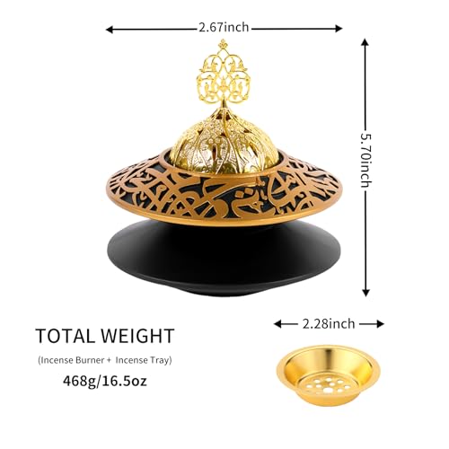TERSCHELLING Frankincense Resin Incense Burner, Bakhoor Incense Burner, Portable Charcoal Incense Burner - For Office and Home Decor (With Lid)