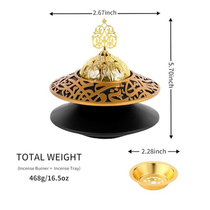 TERSCHELLING Frankincense Resin Incense Burner, Bakhoor Incense Burner, Portable Charcoal Incense Burner - For Office and Home Decor (With Lid)