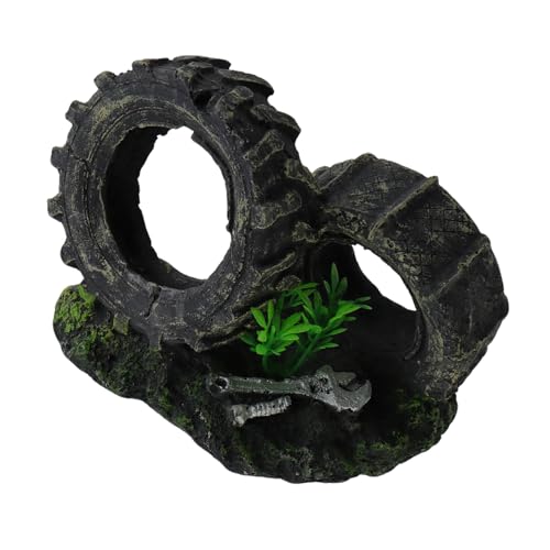 1 Pcs Aquarium Decorations Rock, Fish Tank Resin Ornaments, Shrimp Hollow Hideout House, Fish Shrimp Tank Decor Cave for Hiding, Dual-wheel Design - size: 6.3"x3.9"x4.33"/160x100x110mm(LxWxH)