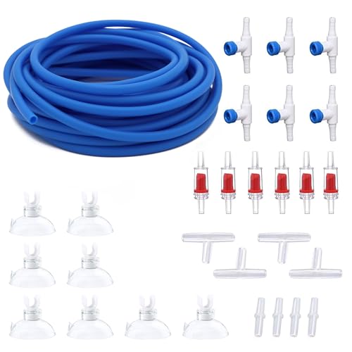 50FT Air Hose 3/16inch for Aquarium with Connector Accessories, Blue | Connector Included, Check Valve Included, Control Valve Included - color: Blue, size: 50 ft.