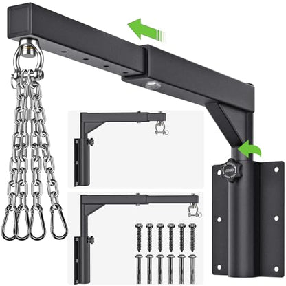 BeneLabel Wall Mount Heavy Bag Hanger, Heavy Duty Punching Bag Stand, Boxing Bag Bracket for Home Gym Indoor Outdoor, 800 LB Capacity - color: 13-17" Height Adjustment with Silver Chains