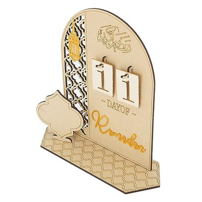 Ramadan Countdown Calendar Wooden Decorative Ornament DIY Eid Calendar Home Party Holiday Applicable Scene, Wooden Eid Mubarak Ornament Decorative DIY Ramadan Calendar Ornament