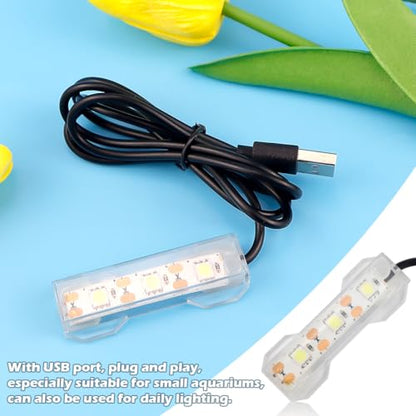Aquarium Water Plant Light, Underwater Light for Aquarium Fish Tank Home Desktop Mini Decoration Soft LED Lamp with Connector
