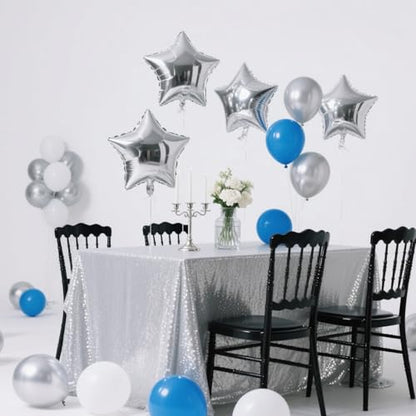Silver Star Balloons Graduation Foil Balloons Easter Mylar Balloon For Helium Metallic 12pcs 18 Inch Silver Birthday Decorations Room Decor Party Decorations Baby Shower Anniversary Wedding Christmas - style: Silver