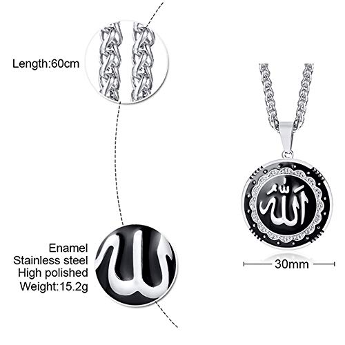 Jude Jewelers Stainless Steel Round Shape Muslim Islamic Religious Pendant Necklace - color: Silver