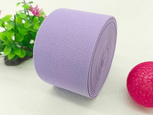 Lavender Knit Elastic Band 3 inch 5 Yards Double-Side Twill Woven Elastic Heavy Stretch Elastic Spool for Sewing Pants Waistband, Wigs, Skirts, Craft DIY Projects (#33) - color: Lavender #33