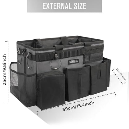 SCAVATA Wearable Cleaning Caddy Bag, Cleaning Caddy Supplies Organizer with Handle & Shoulder Straps for Housekeepers, Under Sink & Car Cleaning Tool Organizers with 4 Foldable Divider (GraphiteGrey) - color: GraphiteGrey