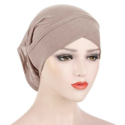 PURFUN 3 Pcs Muslim Inner Hijab Caps Women Solid Color Under Hijab Caps Stretchy Breathable Full Cover Undercap Tube Bonnet - color: White+black+beige