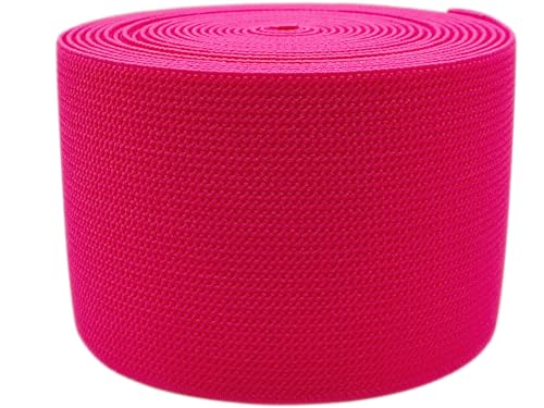 Rose Knit Elastic Band for Sewing 3 inch 5 Yards Double-Side Twill Woven Elastic Heavy Stretch Elastic Spool for Sewing Pants Waistband, Wigs, Skirts, Craft DIY Projects - color: Rose