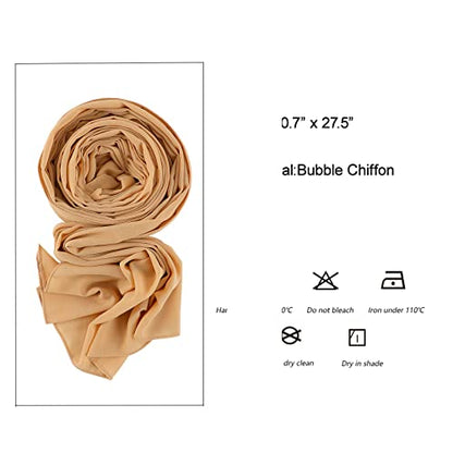 Yeieeo Chiffon Head Wraps for Women - Solid Color Fashion Bubble Chiffon Scarf Hijab - color: Bare
