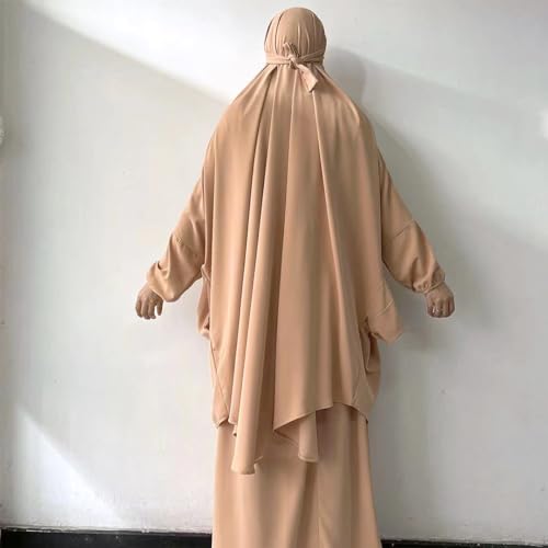 ODIZLI Two Pieces Jilbab and Dress for Muslim Women Long Khimar and Skirt Available for Prayer - color: Khaki