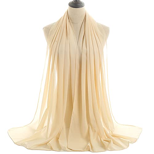 YOUR SMILE for Women Lightweight Breathable Solid Color Soft Chiffon Long Fashion Scarves Sun-proof Shawls Wrap - color: Beige