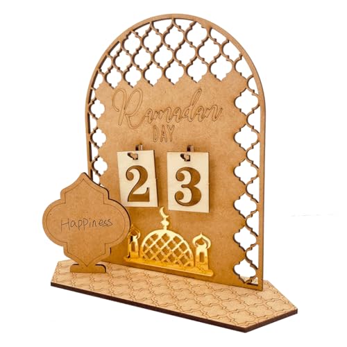 Ramadan Advent Calendars Wood Eid Mubarak Countdown Calendars Tracker Date for Kids Gift DIY 2025 Arabic Muslim Islamic Holiday Table Home Decorations Count Down Calendar (L-3) - color: L-3