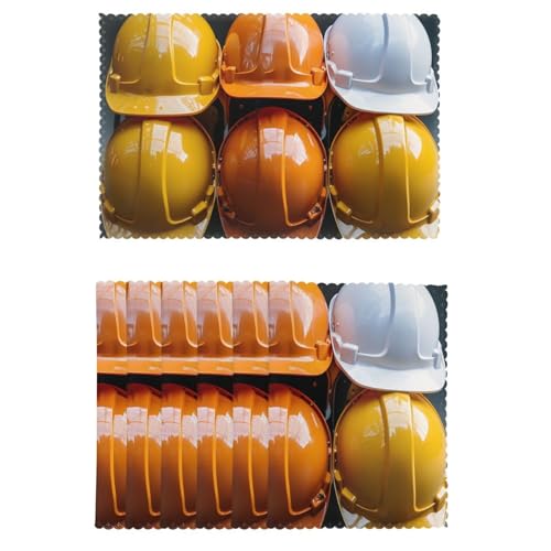 Placemat Set of 6 One Size Place Mats Heat Resistant Table Mats Construction Helmets Place Mat Non-Slip Placemats for Kitchen Desktop Protection Mat for Dining Table - color: Construction Helmets