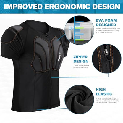 Men's Snowboard Protective Padded Shirt for Back Spine Shoulder Chest Protector Ski lmpact Shirt - size: X-Large