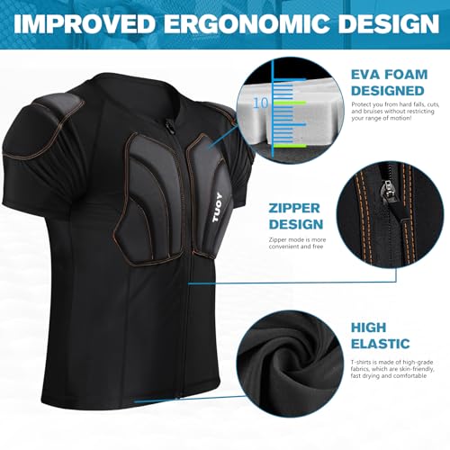Men's Snowboard Protective Padded Shirt for Back Spine Shoulder Chest Protector Ski lmpact Shirt - size: Large