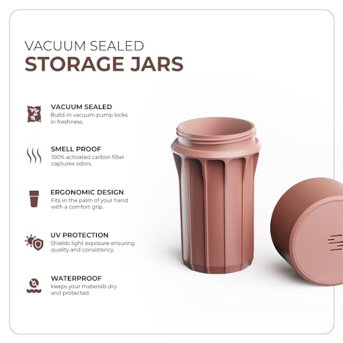 Staze Air Tight Smell Proof Container (148ml) – Vacuum Seal Jar - Waterproof Food Storage Canister, Portable Small Smell Proof Jar for Coffee, Herb, Spice & Gummies - (Desert Trio) - color: Desert Trio