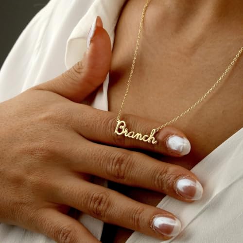 DayOfShe Custom Tiny Name Necklaces for Wedding Bridesmaid Gifts Best Friend Birthday Gifts, 18K Gold Plated Dainty Name Necklace Personalized Christmas Jewelry Gifts - color: Tiny Name Style