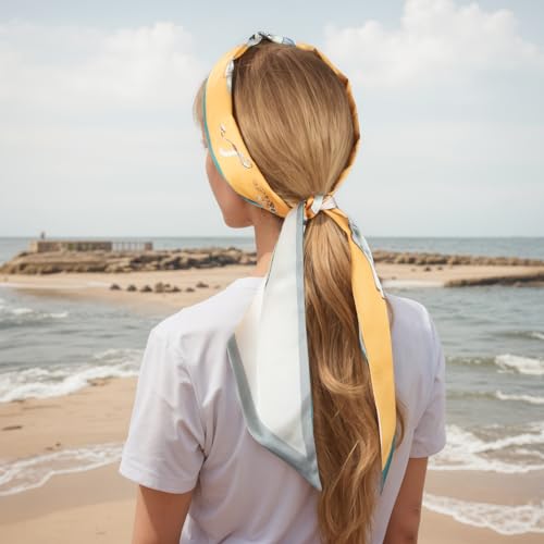 RIIQIICHY Hair Scarf for Women Like Silk Scarves Headband Neck Scarfs Twilly Purse Accessories - color: C008
