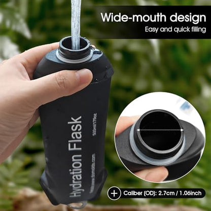 GUYI GYGYL Soft Flask, TPU Collapsible Soft Water Bottle for Hydration Pack, Running Vest, Leak-Proof Folding Water Bottle for Hiking Cycling Climbing Jogging-250ml Black - color: 250ml Black