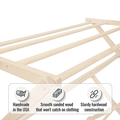 Pennsylvania Woodworks Premium American Maple Clothes Drying Rack - Handcrafted in Pennsylvania - Solid Wood Construction, Collapsible, Eco-Friendly Laundry Solution (X-Large) - color: X-large | Flat Top