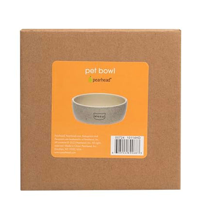 Pearhead Ceramic Meow Cat Bowl, Holds 12 oz, Modern Speckled White - color: Speckled "Meow", size: Single Bowl