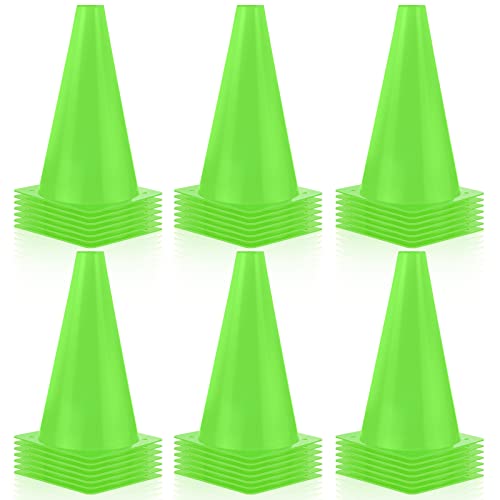 30 Pieces 9 Inch Traffic Cones Plastic Sport Agility Training Safety Cones Soccer Practice Equipment for Basketball Football Drills Exercise, Outdoor Activity and Events - color: Green