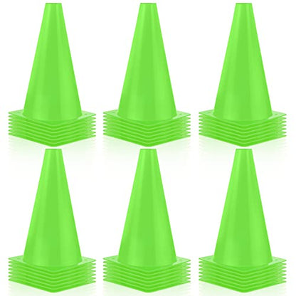 30 Pieces 9 Inch Traffic Cones Plastic Sport Agility Training Safety Cones Soccer Practice Equipment for Basketball Football Drills Exercise, Outdoor Activity and Events - color: Green