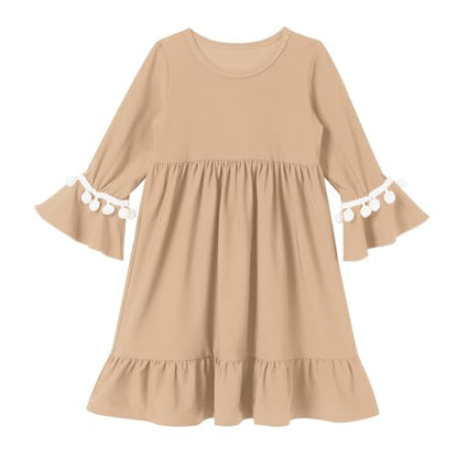 IWEMEK Infant Baby Girl Prayer Dress Kids Muslim Clothes for Toddler Girls Abaya with Hijab Ruffle Islamic Eid Ramadan Outfit - color: Khaki, size: 18-24 Months