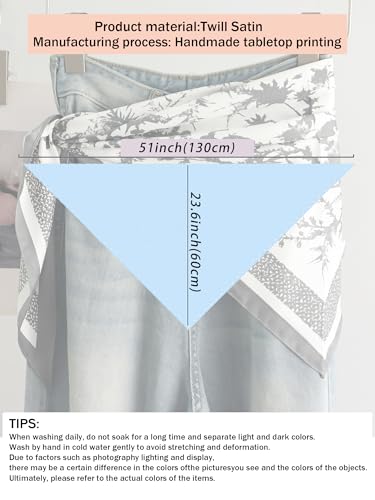 Triangle Shawls Scarf Head Hair Neck For Women Scarves Fashion Silk Feeling Lady Lightweight 51 * 23.6inch - color: K30-blue and White Porcelain Pattern（51*23.6inch）