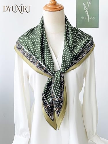 Triangle Shawls Scarf Head Hair Neck For Women Scarves Fashion Silk Feeling Lady Lightweight 51 * 23.6inch - color: K22-green Background With White Dots（51*23.6inch）