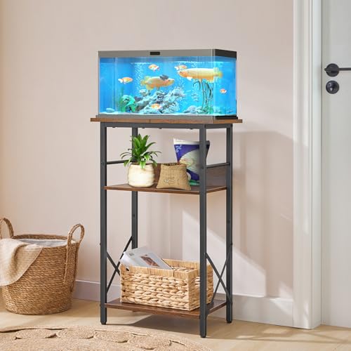 HOOBRO 10 Gallon Aquarium Stand and Wooden WiFi Router Storage Box, 3-Tier Fish Tank Stand with Storage, WiFi Router Organizer with Cable Management & Ventilation, BF52FT01-WL125CJ01