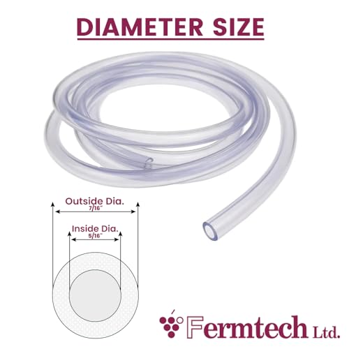 Fermtech Food Grade Vinyl Tubing - 10 feet 5/16 ID - 7/16 OD, Clear - size: 10 Feet