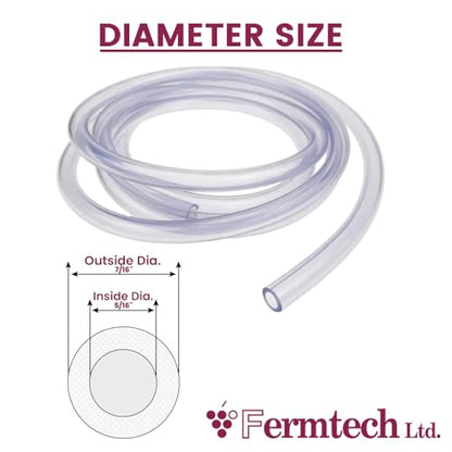 Fermtech Food Grade Vinyl Tubing - 10 feet 5/16 ID - 7/16 OD, Clear - size: 10 Feet