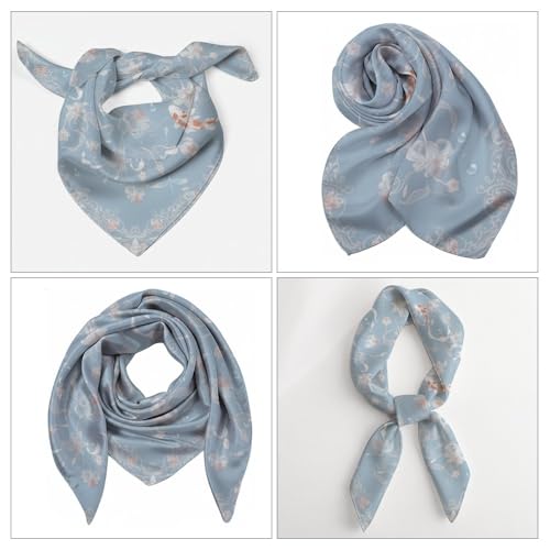 Silk Like Head Scarf for Women Satin Bandana for Hair Wrapping Handbags Fashion Accessory Square Hair Scarf 27.5" - color: 05#elegant Art