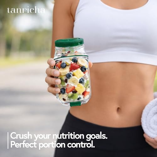 Jar Side Open with Leakproof Dressing Compartment, Portable Container, Home, Office, Travel, Outdoor Salad Container for Lunch