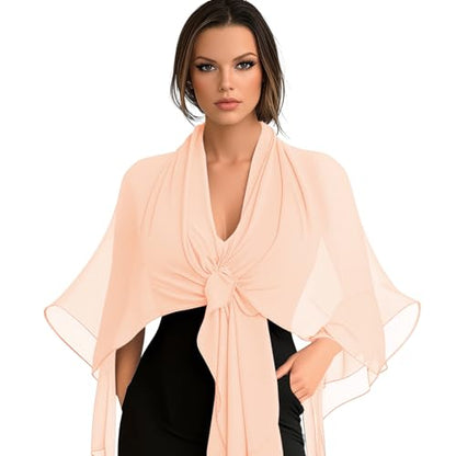 Chiffon Scarf,Soft Breathable Chiffon Shawls and Wraps,Silky Women's Hijab for Evening Dresses Wedding Bridal Scarves - color: Champagne, size: 67 x 28 inches