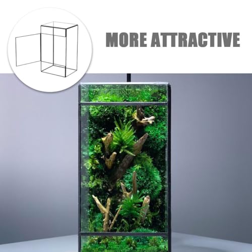 Glass Terrarium Moss Holder for Indoor Micro Landscape DIY, Small Geometric Handcrafted Glass Container with Black Tin Frame, Mini Ecological Plant Planter for Living Room Decor