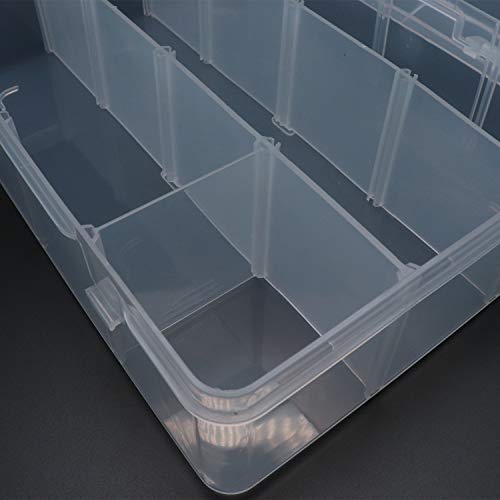 Xiaoyztan 12-Bin Clear Plastic Organizer with Adjustable Divider 7.3x4.9in | 12-grid organizer with adjustable dividers for jewelry, beads, tackle, and crafts - size: 8.8x6.6x2.3 in