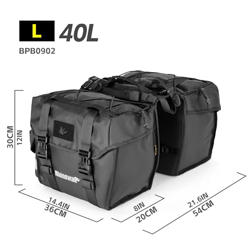 Rhinowalk Bike Pannier Bag for Bicycle Rear Rack Bag 22/40/50L Cycling Saddle Bag Luggage Storage Bag for Long Distance with Rain Cover - color: 40L