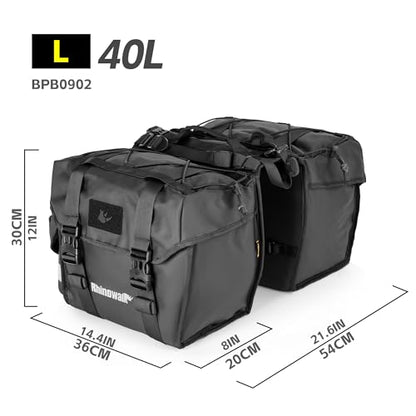 Rhinowalk Bike Pannier Bag for Bicycle Rear Rack Bag 22/40/50L Cycling Saddle Bag Luggage Storage Bag for Long Distance with Rain Cover - color: 40L