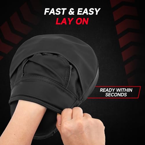 Boxing Pads Curved Focus Mitts, Training Pads,MMA Muay Thai Kickboxing Coaching Martial Arts Punching Hand Target Strike Shield & Boxing Mitts - color: Black